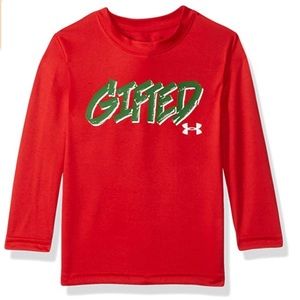 UNDER ARMOUR BOYS SIZE 4 RED “GIFTED” LS TEE